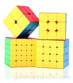 ROXENDA Cubos de Velocidad Speed Cube Set de Moyu 2x2 3x3 4x4 5x5 Stickerless Cube con Caja de Regalo y Tutorial Secreto para Cubo Mágico