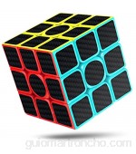 cfmour Cubo de Mágico 3x3x3 Fibra de Carbono Suave Magia Cubo de Mágico Rompecabezas 3D Cube Versión Mejorada 5.7cm (Negro)