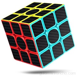 cfmour Cubo de Mágico 3x3x3 Fibra de Carbono Suave Magia Cubo de Mágico Rompecabezas 3D Cube Versión Mejorada 5.7cm (Negro)