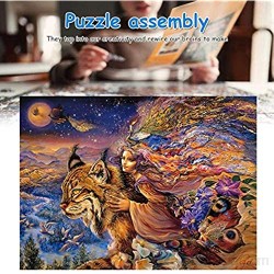 Scra AC Puzzle Rompecabezas For Niños Y Adultos 1000 Pedazos De Madera Puzzle Kits Regalos De Bricolaje Pintura Mural Juegos Educativos Juguetes 75X50cm (Color : Magic Tiger)