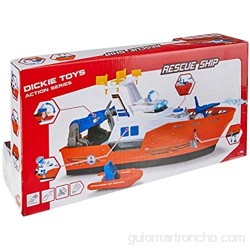 Dickie Toys 203308375 Harbour Rescue-Barco de Rescate con luz y Sonido (Bomba de Agua Manual 39 cm) Multicolor Größe: 38 x 13 x 17 cm