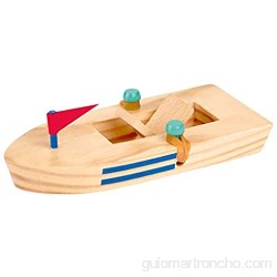moses. 30547 - Barca de Madera con Motor de Goma Juguete clásico para niños Multicolor