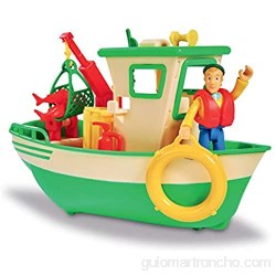Smoby- Sam Le Pompier-Bateau de Pêche Flottant-Grue Mobile + Treuil Mécanique-1 Figurine Incluse Barco Color Verde (Simba 7/109251074002)