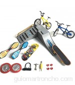 Horypt Mini Finger Toys Kit de Skate Park Kit de Skate Park Kit de Piezas de rampa Finger Skateboard Finger Bike Scooter Swing Patineta con Ruedas de Repuesto Juguete Educativo para niños