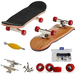 Mini Diapasón Patineta de Dedos Profesional Maple Wood DIY Assembly Skate Boarding Toy Juegos de Deportes Regalo para Niños (Rojo)