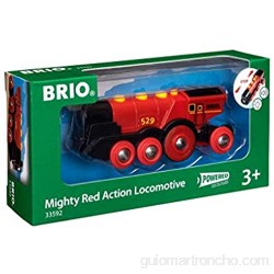 BRIO-33592 Gran Locomotora a Pilas con luz y Sonido Color Negro Rojo (RAVENSBURGER 33592) + 33743 - Semáforo de Juguete