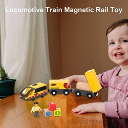 Pequeño Tren De Carga Locomotora Eléctrica Magnética Para Niños Juguetes De Tren Transporte De Carga Para Niños Compatible Con El Juego De Vías De Madera Regalo Para Niños