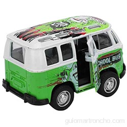Zerodis Niños Mini Simulación Coche Bus Modelo Aleación Sonido Luz Kid Pull-Back Car Toy Educativo Inclinado Juguete Interactivo para Niños Niños Pequeños(Verde)